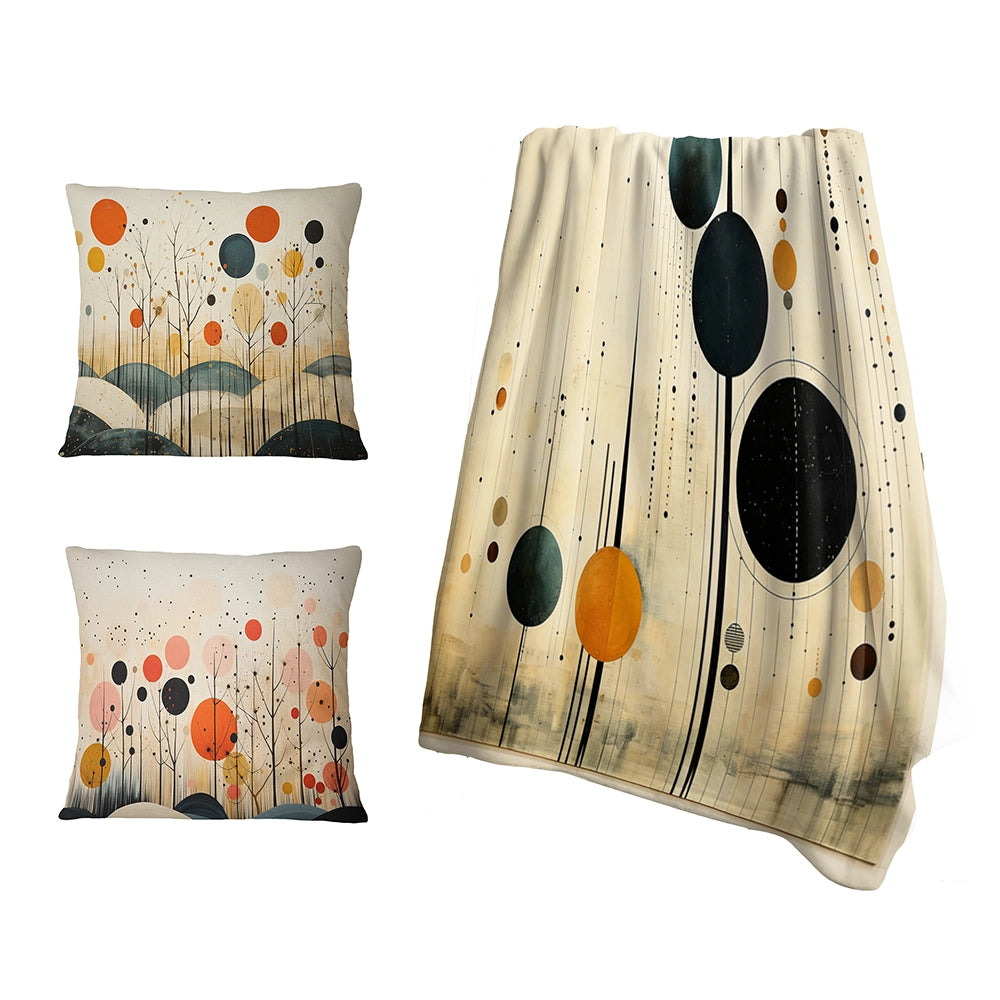 Minimalism Throw Blanket - Colorful Mid Century Minimalist Oasis IV
