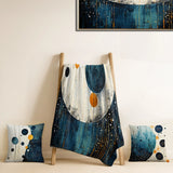 Minimalism Throw Blanket Set - Teal Yellow Mid Century Minimalist Rain II