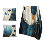 Minimalism Throw Blanket Set - Teal Yellow Mid Century Minimalist Rain II