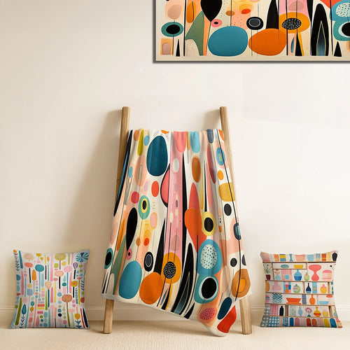 Mid-Century Throw Blanket - Pink Mid Century Playful Patterns II