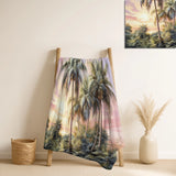 Palms & Palm Trees Throw Blanket - Palm Trees Romantic Sunset I