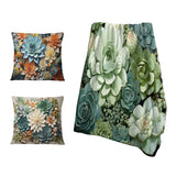 Succulent Throw Blanket - Green Succulents Flowers Serene Succulents IV