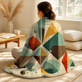 Abstract Midcentury Throw Blanket Set - Mid-century Retro Dimensions III