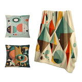 Abstract Midcentury Throw Blanket Set - Mid-century Retro Dimensions III
