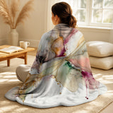 Abstract Liquid ink Decorative Throw Blanket Set - Liquid Universe With A Touch Of Gold IV