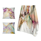 Abstract Liquid ink Decorative Throw Blanket Set - Liquid Universe With A Touch Of Gold IV