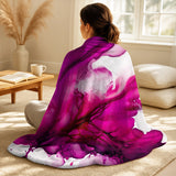 Abstract Liquid ink Throw Blanket - Ancient Mystery In Viva Magenta II