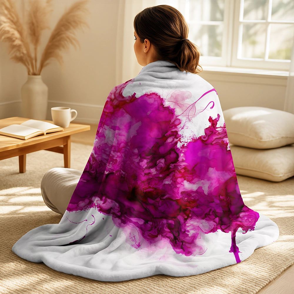 Abstract Liquid ink Throw Blanket Set - Viva Magenta Secret Wisper&