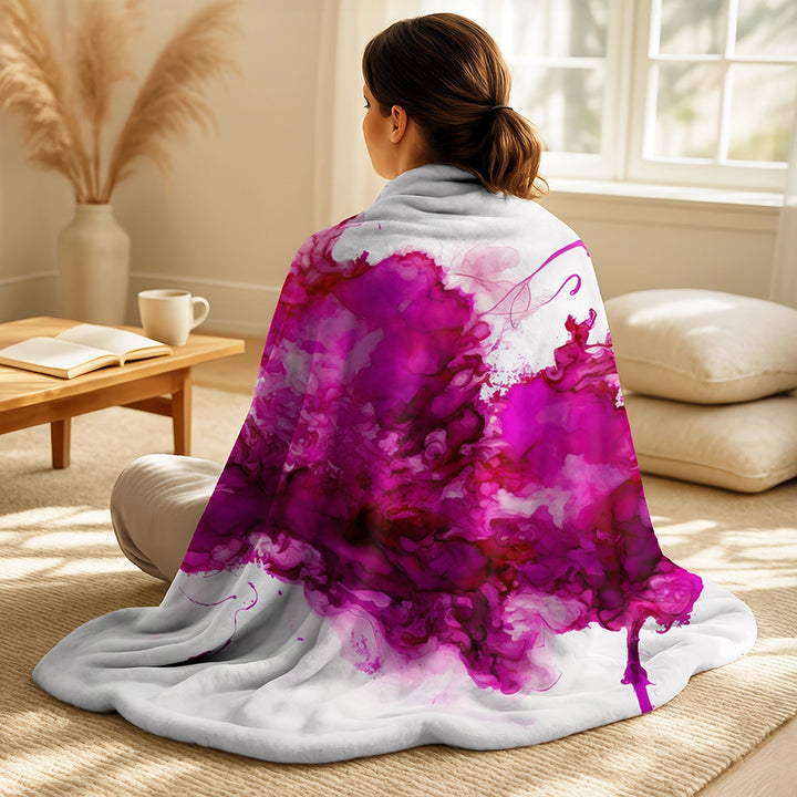 Abstract Liquid ink Throw Blanket Set - Viva Magenta Secret Wisper&