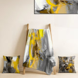 Abstract Throw Blanket - Mustard Yellow And Vivid Gray I