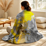 Abstract Throw Blanket - Mustard Yellow And Vivid Gray I