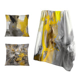 Abstract Throw Blanket - Mustard Yellow And Vivid Gray I