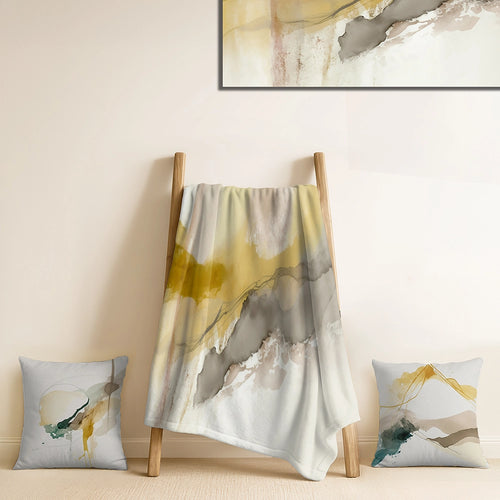 Abstract Liquid ink Throw Blanket - Mustard Yellow Secrets V