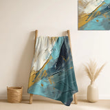Abstract Shapes Throw Blanket - Serenity Sunset In Teal And White