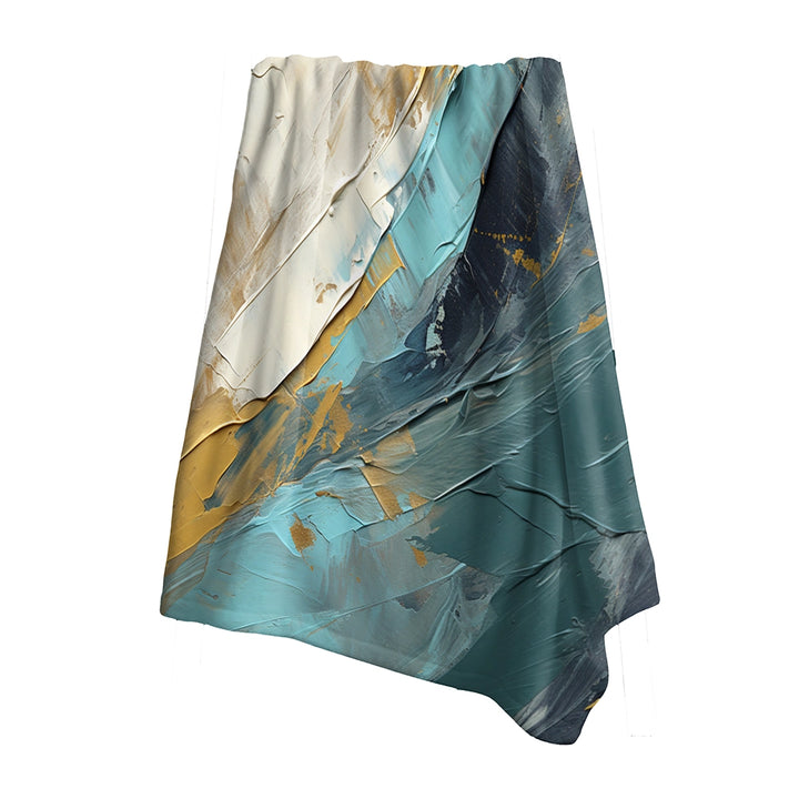 Abstract Shapes Throw Blanket - Serenity Sunset In Teal And White