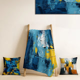 Abstract Collages Throw Blanket - Bliss Of Happiness In Yellow And Blue II