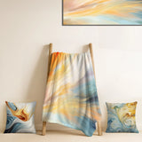 Abstract Shapes Throw Blanket - Vintage Blue And Orange Wave Elegance I