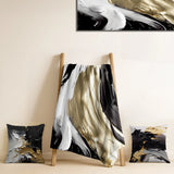 Abstract Painting Throw Blanket - Exquisite Darling Gold Abstract Wave On Black IV