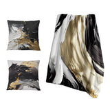 Abstract Painting Throw Blanket - Exquisite Darling Gold Abstract Wave On Black IV