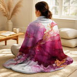 Abstract Painting Throw Blanket - Blossoming Magenta Bliss Ink Cloud Watercolor I
