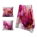 Abstract Painting Throw Blanket - Blossoming Magenta Bliss Ink Cloud Watercolor I
