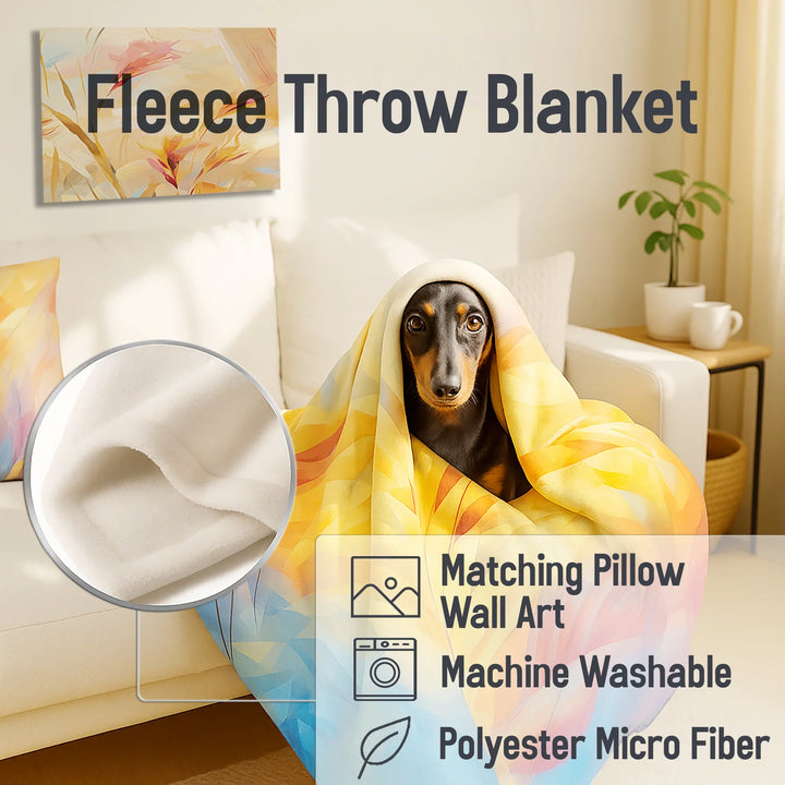 Abstract Shapes Decorative Throw Blanket - Grey and Yellow Mosaic II