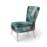 Turquoise Gold Infused Marble II- Upholstered Accent Chair