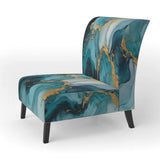 Turquoise Gold Infused Marble II- Upholstered Accent Chair