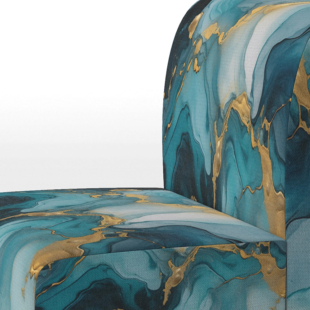 Turquoise Gold Infused Marble II- Upholstered Accent Chair