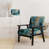 Turquoise Gold Infused Marble II- Upholstered Accent Chair