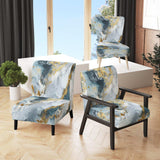 Grey and Gold Tender Liquid Ink Art II- Upholstered Accent Chair