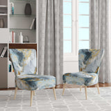 Grey and Gold Tender Liquid Ink Art II- Upholstered Accent Chair