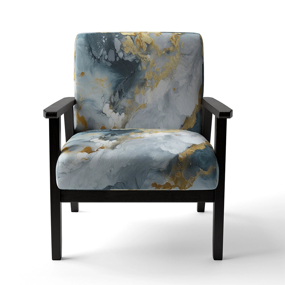 Grey and Gold Tender Liquid Ink Art II- Upholstered Accent Chair