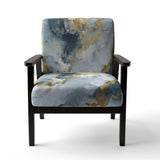 Grey and Gold Tender Liquid Ink Art II- Upholstered Accent Chair