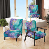 Turquoise and Purple Liquid Art II- Upholstered Accent Chair