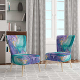 Turquoise and Purple Liquid Art II- Upholstered Accent Chair