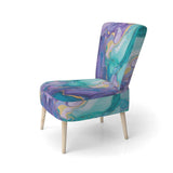 Turquoise and Purple Liquid Art II- Upholstered Accent Chair