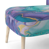 Turquoise and Purple Liquid Art II- Upholstered Accent Chair