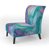 Turquoise and Purple Liquid Art II- Upholstered Accent Chair