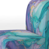 Turquoise and Purple Liquid Art II- Upholstered Accent Chair