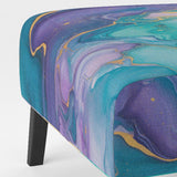 Turquoise and Purple Liquid Art II- Upholstered Accent Chair