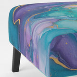 Turquoise and Purple Liquid Art II- Upholstered Accent Chair