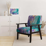 Turquoise and Purple Liquid Art II- Upholstered Accent Chair