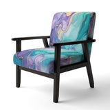 Turquoise and Purple Liquid Art II- Upholstered Accent Chair