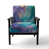 Turquoise and Purple Liquid Art II- Upholstered Accent Chair