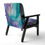 Turquoise and Purple Liquid Art II- Upholstered Accent Chair