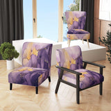 Purple and Gold Marble Ink Clouds I- Upholstered Accent Chair