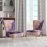 Purple and Gold Marble Ink Clouds I- Upholstered Accent Chair