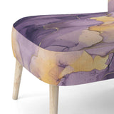 Purple and Gold Marble Ink Clouds I- Upholstered Accent Chair