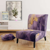 Purple and Gold Marble Ink Clouds I- Upholstered Accent Chair